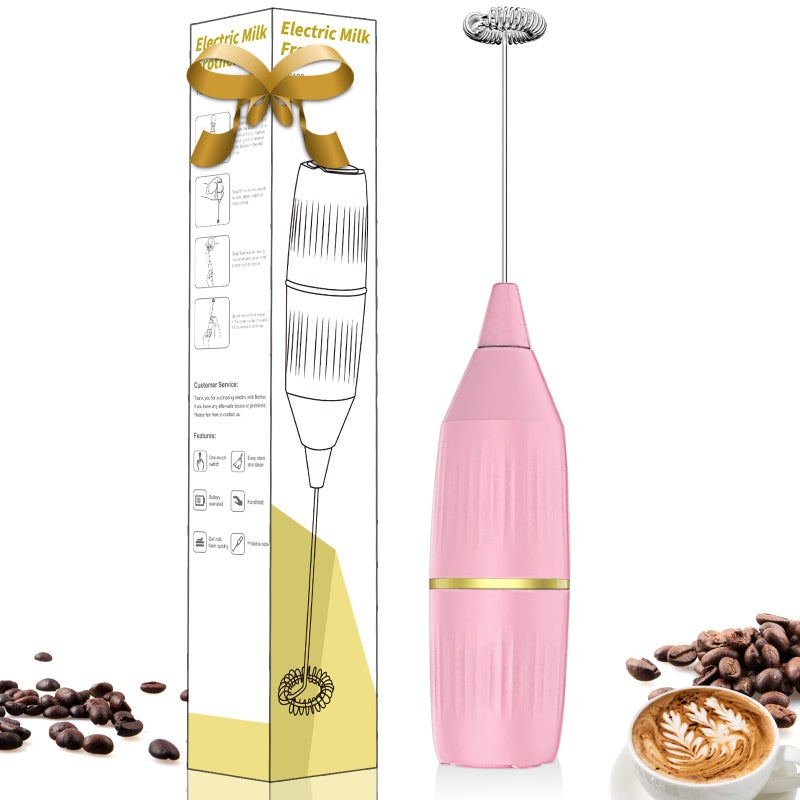 Yucime Handheld Milk Frother Wand For Coffee  Matcha  Latte  Cappuccino  Hot Chocolate  Egg  Pink - Image 1