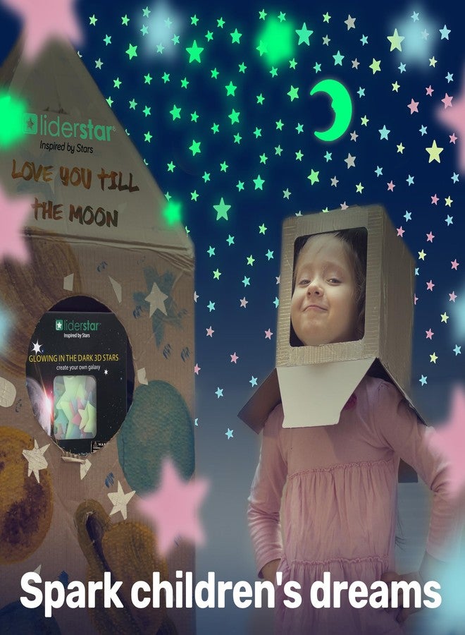 LIDERSTAR Glow in The Dark Stars for Ceiling, Luminous Stars and Moon Stickers, Kids Wall Decor, Sticky Fluorescence Stars, Include Flashlight, Colourful Ceiling Stars for Kids Room - Image 5