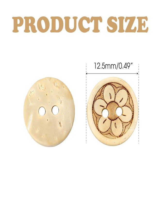 BuleVina Pack of 50pcs 1/2 Inch Buttons for Sewing, Coconut Shell Flower Wooden Button Perfect for Men's Shirts, Scrap-Booking, Jewelry, Quilts, and DIY Craft Projects - Small Size 12.5mm, 2 Hole - Image 2