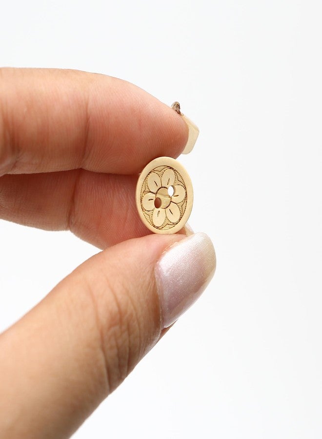 BuleVina Pack of 50pcs 1/2 Inch Buttons for Sewing, Coconut Shell Flower Wooden Button Perfect for Men's Shirts, Scrap-Booking, Jewelry, Quilts, and DIY Craft Projects - Small Size 12.5mm, 2 Hole - Image 3