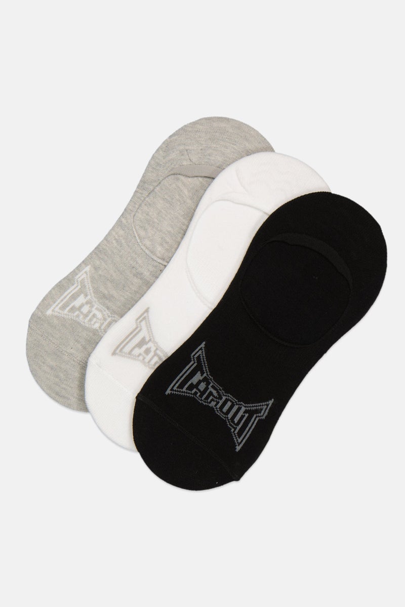 TapouT Men 3 Pair Brand Logo Invisible Socks, Multicolor - Image 1