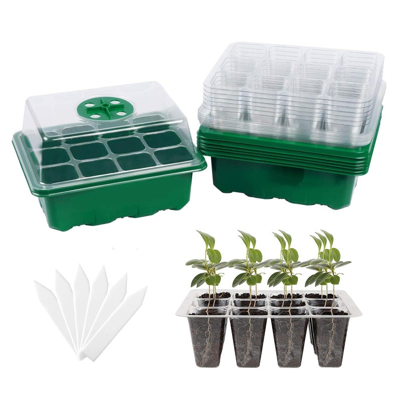Hdeoops Seed Starter Tray, 6 Set Seedling Kits with Adjustable Humidity Dome, Plant Starter Kit for Seeds Growing Starting (12 Cells per Tray) - Image 1