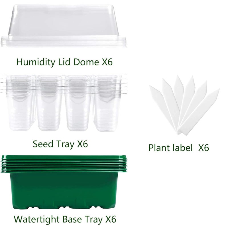 Hdeoops Seed Starter Tray, 6 Set Seedling Kits with Adjustable Humidity Dome, Plant Starter Kit for Seeds Growing Starting (12 Cells per Tray) - Image 3