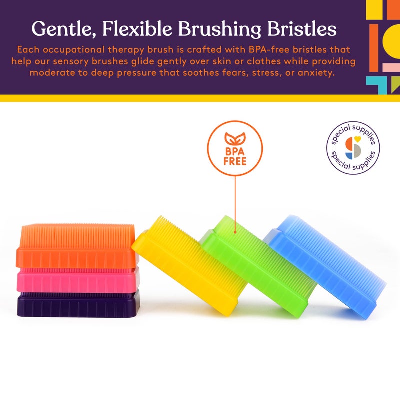 Special Supplies Sensory Brush Therapressure Therapy Brush for Occupational and Sensory Brushing, Stimulating, Calming Tools for Kids and Adults, Soft Flexible Bristles, Latex Free (Colored 6-Pack) - Image 3