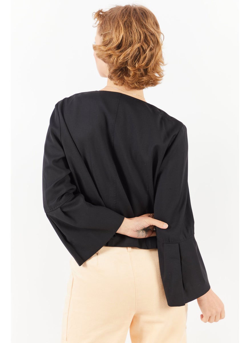 Strenesse - Women Regular Fit Solid Long Sleeve Blazer, Black - Image 1