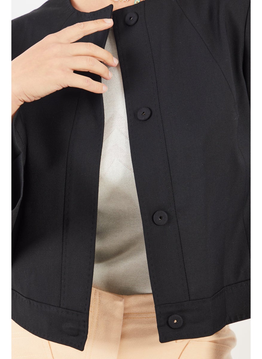 Strenesse - Women Regular Fit Solid Long Sleeve Blazer, Black - Image 1