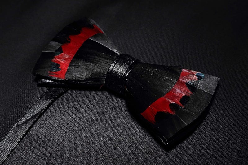 RBOCOTT Handmade Feather Pre-tied Bow tie and Brooch Sets for Men - Image 4