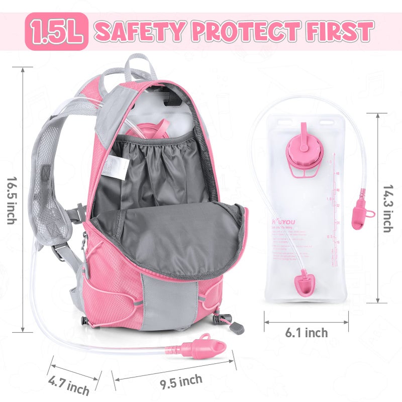 KUYOU Hydration Pack for Kids Hydration Backpack with 1.5L Hydration Bladder Lightweight Insulated Water Pack for Hiking Biking Climbing Running - Image 2