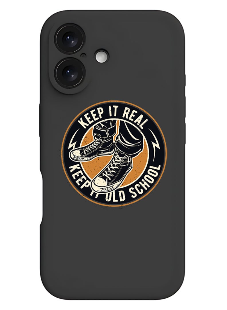 iPhone 16 Plus Black Protective Slim Fit Case Liquid Silicone Cover with Full Body Protection Anti-Scratch Shockproof Case For iPhone - Old school