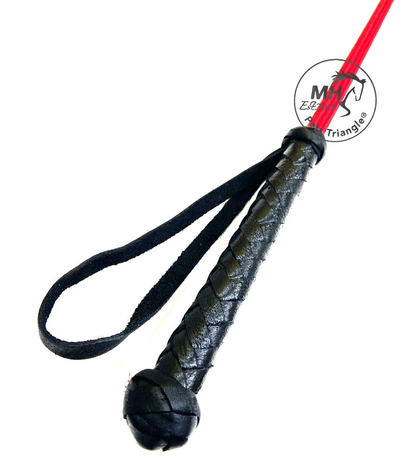 PETS TRIANGLE 25" Leather Riding Crop Horse Riding Stick (Fuchsia & Black) Unbreakable Stick, Kid - Image 3