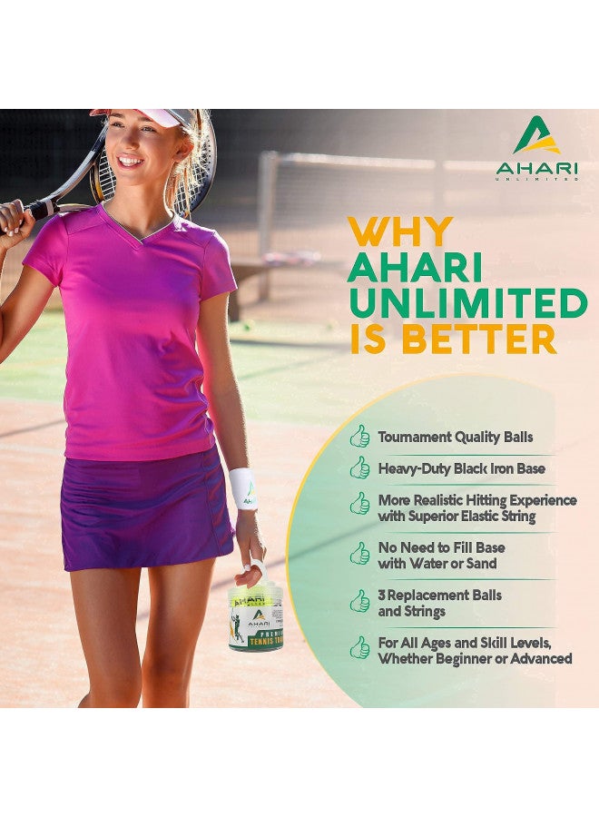 Ahari Unlimited Ahari Unlimited Premium Tennis Trainer Set, Pro Tennis Rebounder with Metal Base in a Carrying Cylinder, 3 Replacement Rebound Balls, & Wristband, Portable Tennis Practice Equipment for Solo Training. - Image 2
