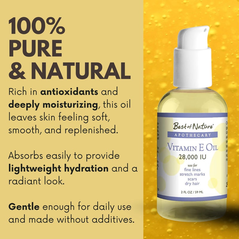Best of Nature Vitamin E Oil 28,000 IU, Unscented Moisturizer with Fractioned Coconut - Damage Repair Formula for Hair, Skin, Face, & Hands - Image 4
