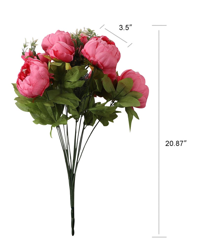 Duovlo Springs Flowers Artificial Silk Peony Bouquets Wedding Home Decoration,Pack of 1 (Spring Pink) - Image 2