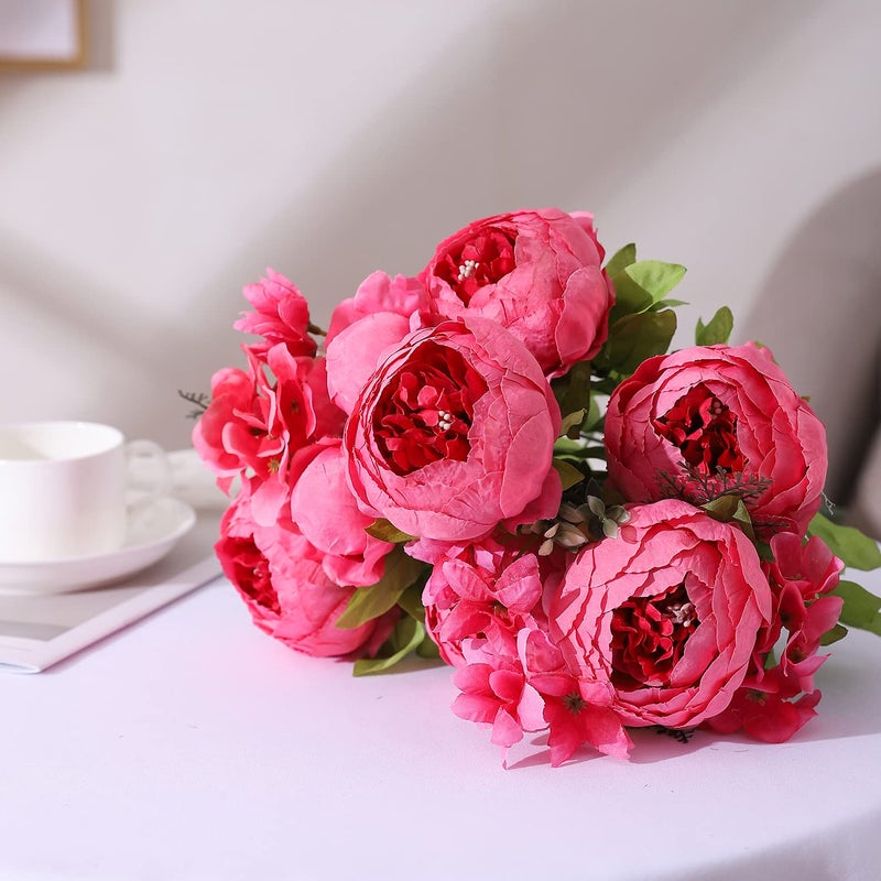 Duovlo Springs Flowers Artificial Silk Peony Bouquets Wedding Home Decoration,Pack of 1 (Spring Pink) - Image 4
