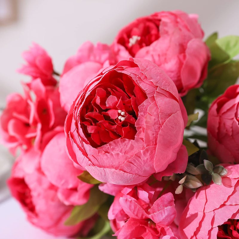 Duovlo Springs Flowers Artificial Silk Peony Bouquets Wedding Home Decoration,Pack of 1 (Spring Pink) - Image 3