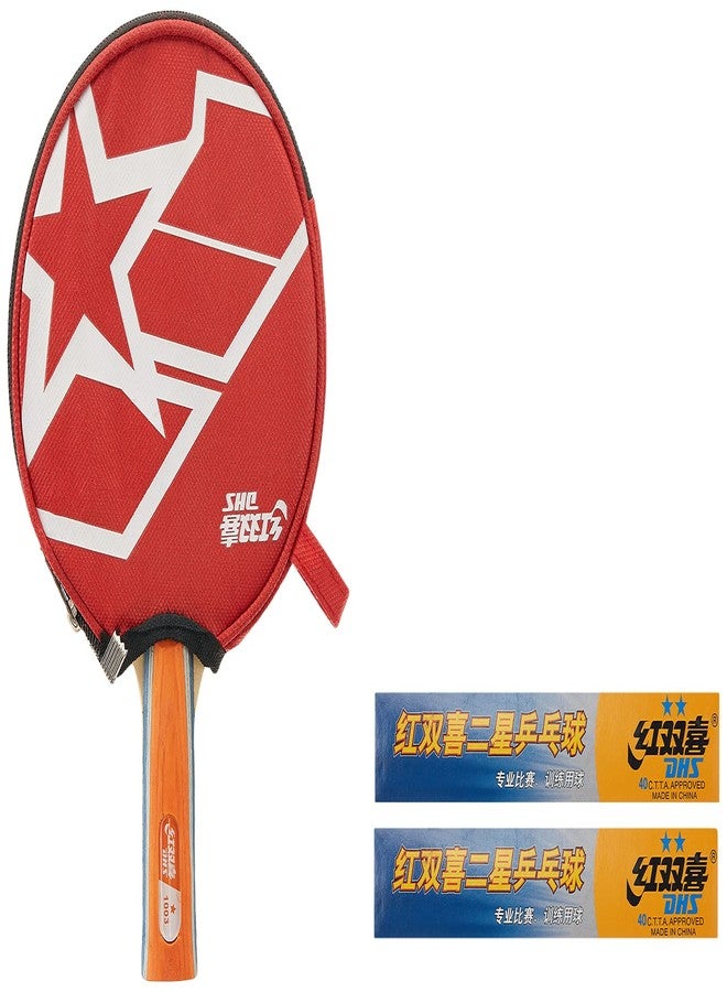 دي إتش أس مضرب تنس الطاولة A1003 DHS مع كرة تنس الطاولة DHS 40 مم نجمتين برتقالي (علبة من 12 قطعة) - Image 3