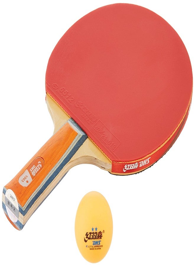 دي إتش أس مضرب تنس الطاولة A1003 DHS مع كرة تنس الطاولة DHS 40 مم نجمتين برتقالي (علبة من 12 قطعة) - Image 1