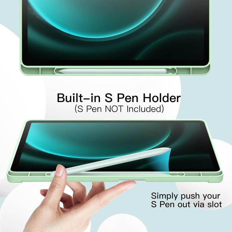 ProElite Cover for Samsung Galaxy Tab S10 Lite 10.9"/ Tab S9 FE 10.9 inch/Tab S10 FE/Tab S9 11 inch Cover, Soft Flexible Flip Case with S Pen Holder, Auto Sleep Wake, [Recoil Series] - Mint Green - Image 3
