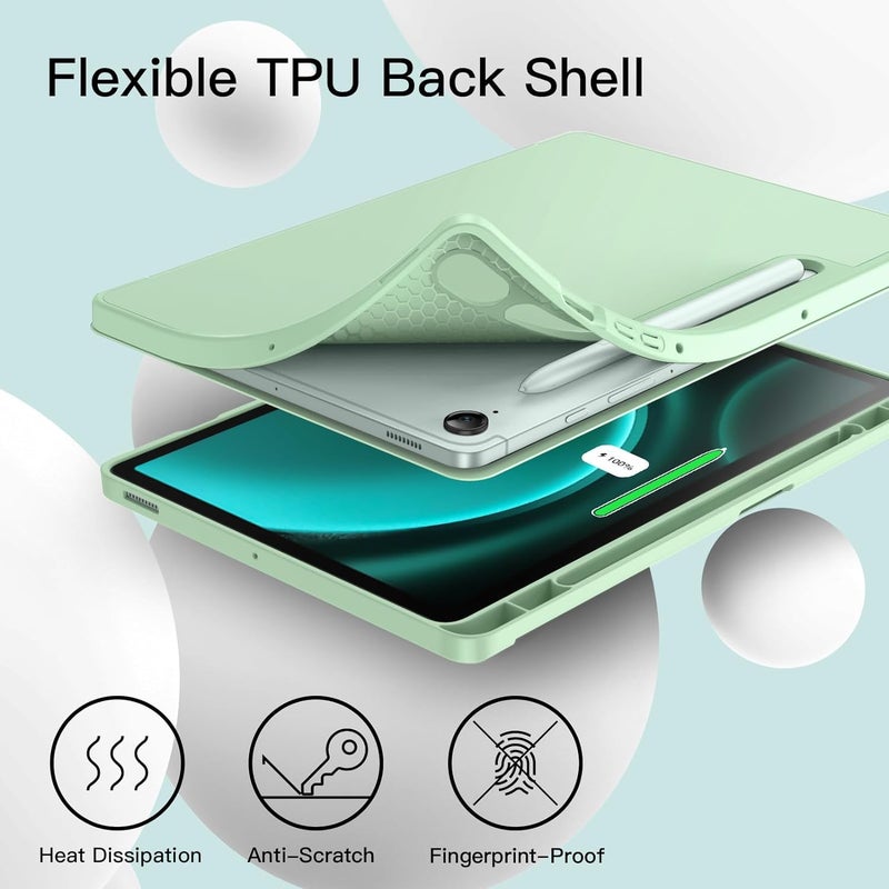 ProElite Cover for Samsung Galaxy Tab S10 Lite 10.9"/ Tab S9 FE 10.9 inch/Tab S10 FE/Tab S9 11 inch Cover, Soft Flexible Flip Case with S Pen Holder, Auto Sleep Wake, [Recoil Series] - Mint Green - Image 2
