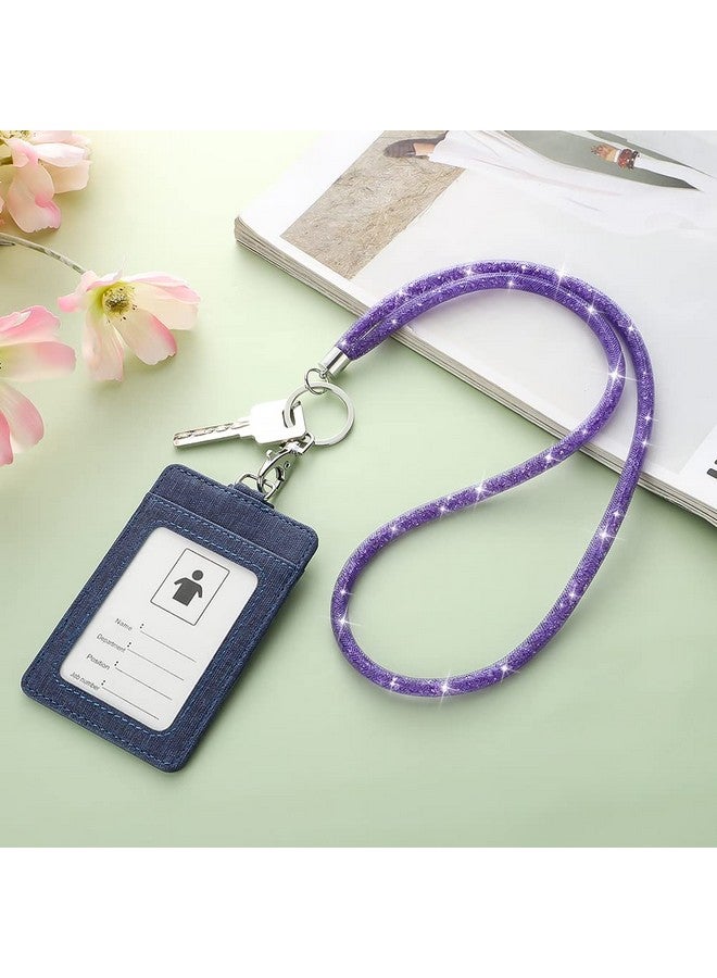Soleebee Rhinestone Office Lanyard, Bling Neck Lanyard with Metal Clasp & Keyring, Crystal Lanyard for ID Card Keys Strap (Purple) - Image 4