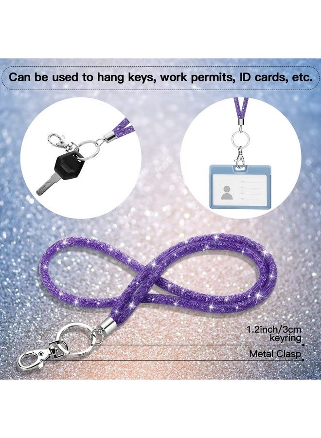 Soleebee Rhinestone Office Lanyard, Bling Neck Lanyard with Metal Clasp & Keyring, Crystal Lanyard for ID Card Keys Strap (Purple) - Image 3
