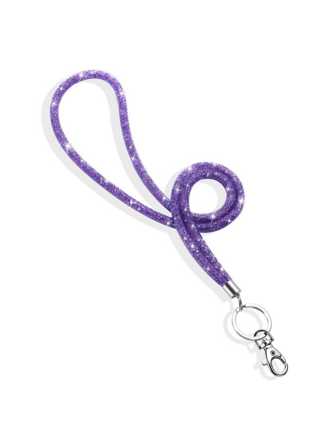 Soleebee Rhinestone Office Lanyard, Bling Neck Lanyard with Metal Clasp & Keyring, Crystal Lanyard for ID Card Keys Strap (Purple) - Image 1