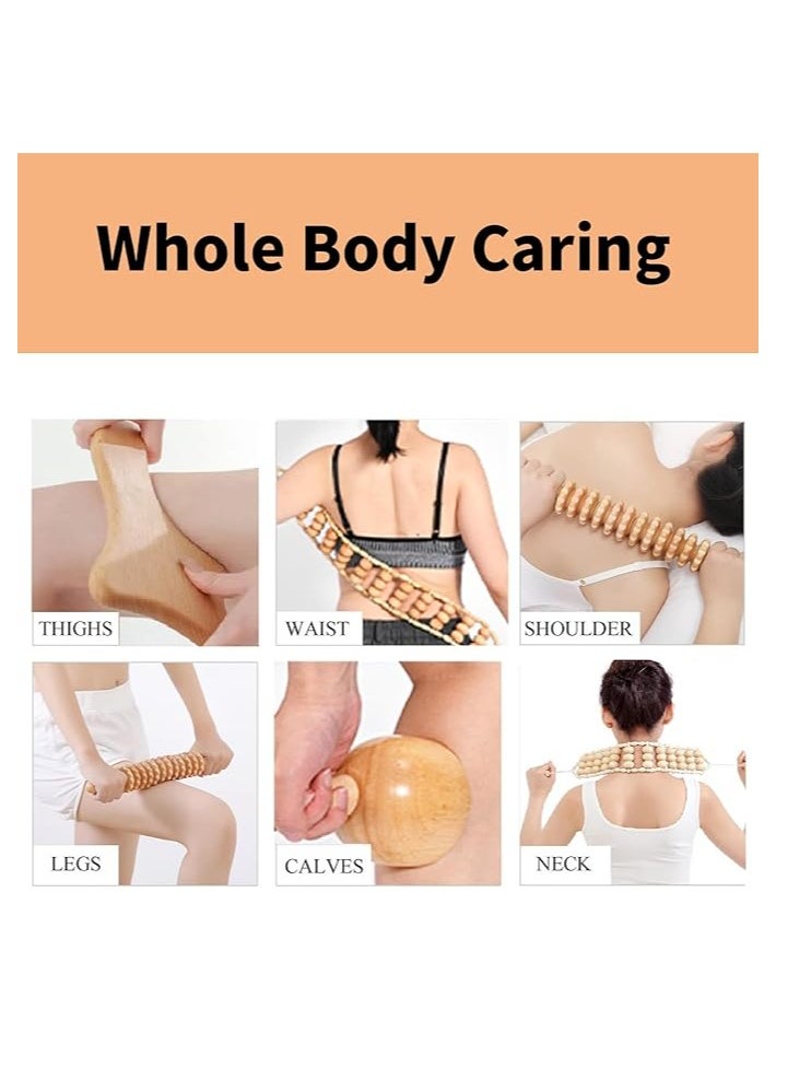 Arabest 6 Piece Wooden Therapy Set Massage Tool Manual Wooden Fascia Massager for Cellulite Release Muscle Blasting Pain Relief Body Sculpting Tool  - Image 4