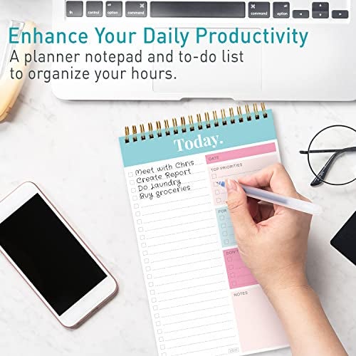 Sweetzer & Orange S&O Daily Planner Notepad for Productivity - 52 Page Routine To Do List - Undated Writing pad and Organizer - Every day To Do List Scheduler- Coiled Task Organizer - Regular calendar Planner - TEAL - Image 2