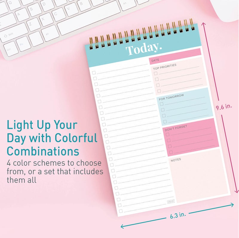 Sweetzer & Orange S&O Daily Planner Notepad for Productivity - 52 Page Routine To Do List - Undated Writing pad and Organizer - Every day To Do List Scheduler- Coiled Task Organizer - Regular calendar Planner - TEAL - Image 5