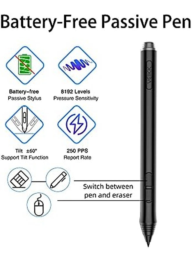 Veikk A15 10x6 Inch Digital Drawing Tablet | Battery-Free Stylus with 8192 Pressure Levels, 12 Shortcut Keys, 20 Extra Nibs + Glove  - Image 3