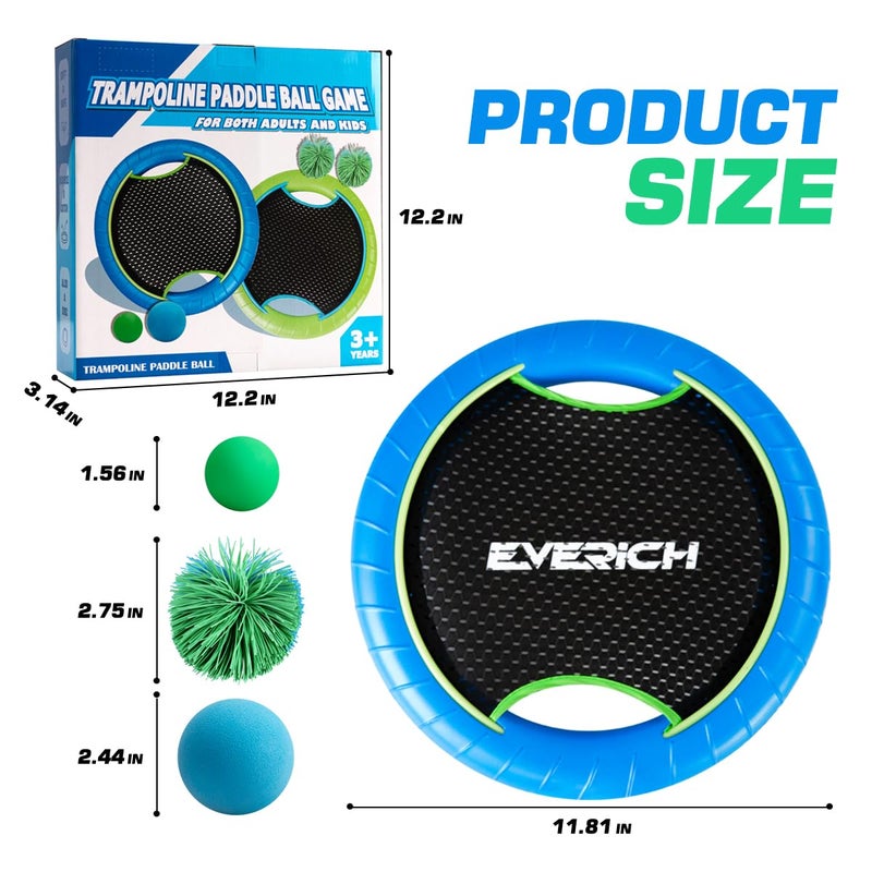 EVERICH TOY Trampoline Paddle Ball Set with 2 Bouncy Paddles & 4 Balls - Soft Foam Design for Kids Play Indoor Outdoor Beach Backyard Lawn - Great Gift Idea for Boys & Girls - Image 2