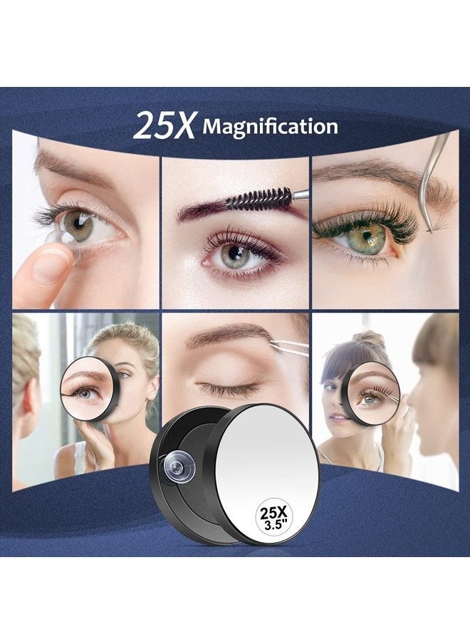 MIYADIVA - 25X Small Magnifying Mirror Suction Cup, 25X Magnifying Mirror and Tweezers, As a Mganifying Makeup Mirror, Small Mirror Set for Blackhead Removal 3.5 Inches - Image 1