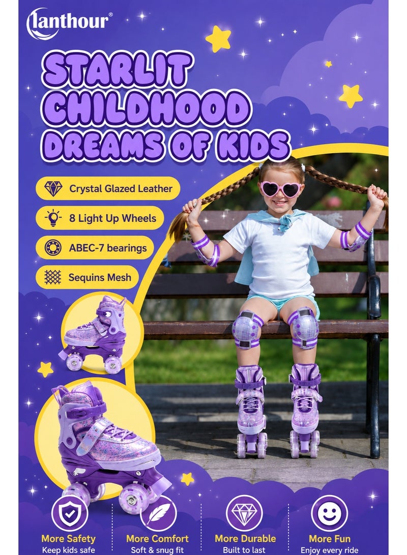 ASIV Adjustable Children's Roller Skates – Four Different Sizes with Light-Up Wheels, Birthday Gift for Girls, Suitable for Outdoor Sports (Size 27-32) - Image 5