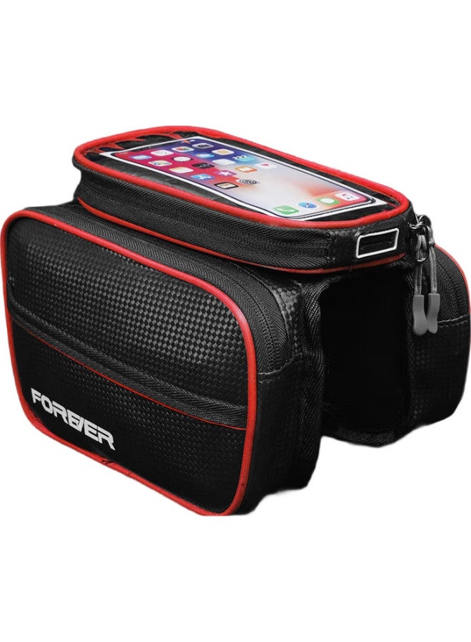 Forever Bicycle Front Rack Bag, Mountain Bike Front Cargo Bag, Touchscreen Handlebar Bag, Black And Blue - Image 3