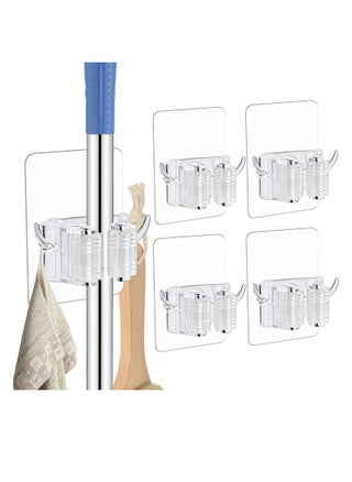 Adhesive Mop and Broom Holder Wall Mount – Broom Organizer with Hooks for Home, Kitchen(4-Pack) - pzsku/Z2FE00CD3B5EB4CDCFE2EZ/45/_/1732700111/0b83fa1a-c881-4d2f-b7a2-5d8e91ab9506