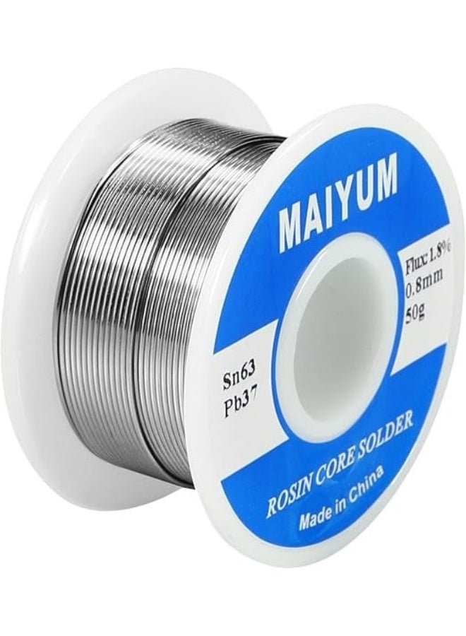 Solder Core Wire 50g with 0.8mm Resin- High Melting Point Brazing Soldering Wire with Residue-Free Non-Corrosive Rosin Flux Core - for Plumbing Automotive Metalwork and Electrical Wiring Repairs