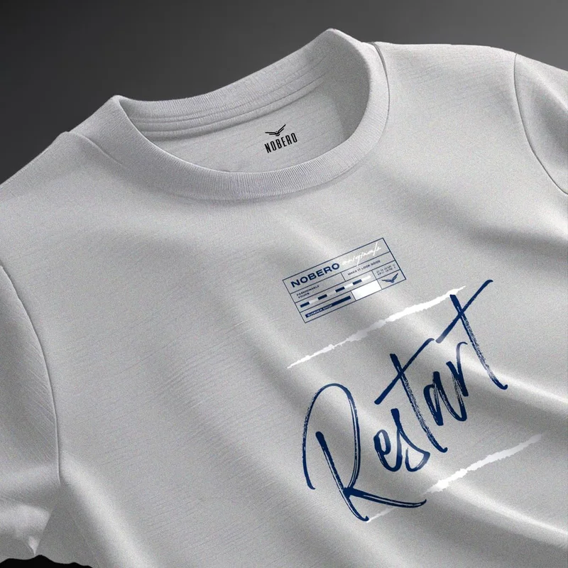 NOBERO NOBERO Men's Grey Graphic Print T-Shirt