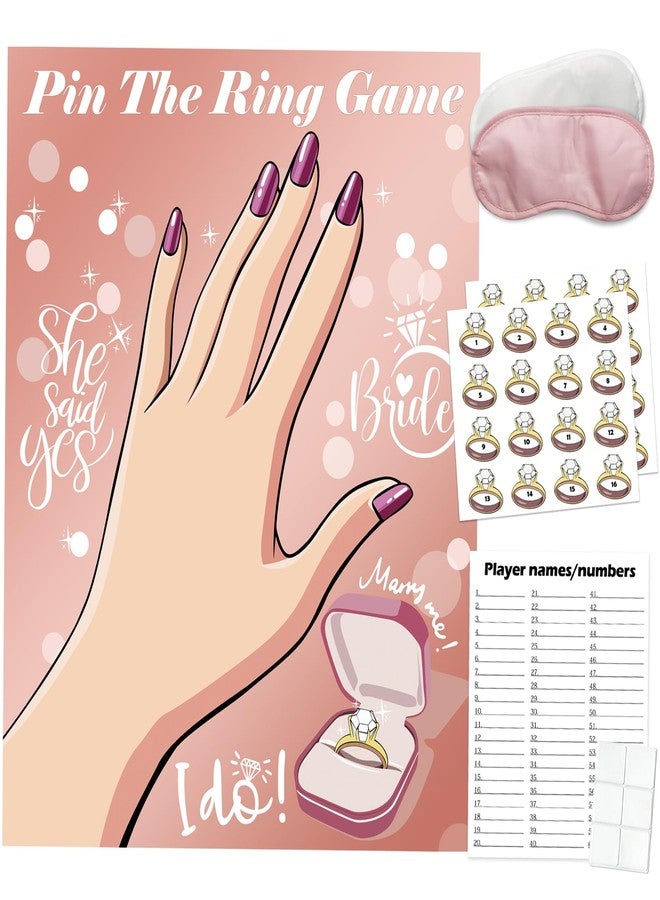 PARTYLOUD Bridal Shower Bachelorette Party Games, Pin the Ring on the Bride Game, Pin the Ring Game Bridal Shower Wedding Engagement Shower Games 32 Guests - Image 1