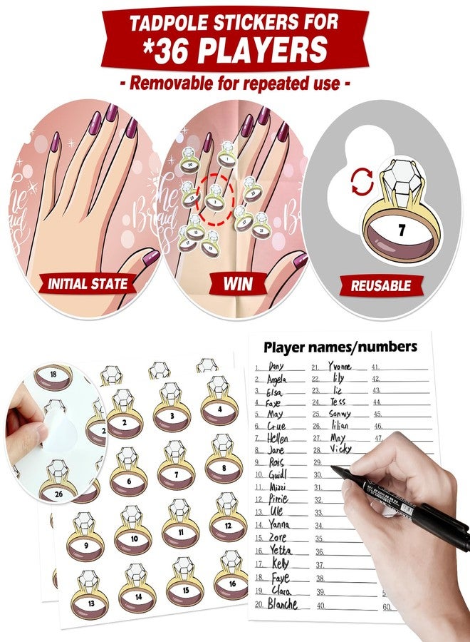PARTYLOUD Bridal Shower Bachelorette Party Games, Pin the Ring on the Bride Game, Pin the Ring Game Bridal Shower Wedding Engagement Shower Games 32 Guests - Image 4