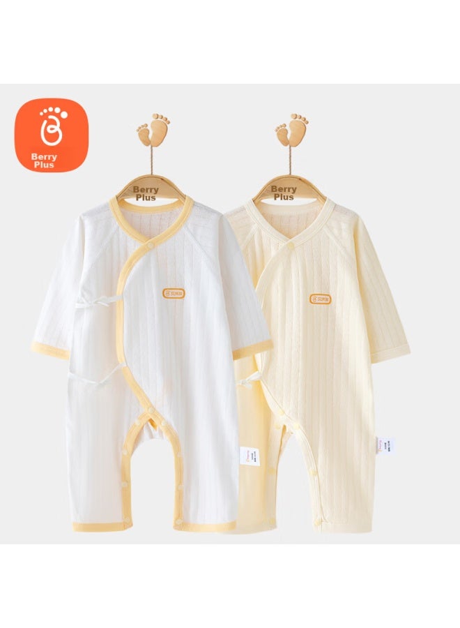 Babyprints Babyprints Baby Romper, Full Moon Outfit, Pure Cotton Thin Clothing, All-season Onesie, 2-piece Set, Yellow, Size 66  - Image 2