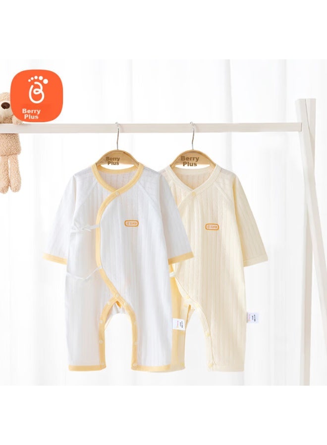 Babyprints Babyprints Baby Romper, Full Moon Outfit, Pure Cotton Thin Clothing, All-season Onesie, 2-piece Set, Yellow, Size 66  - Image 1