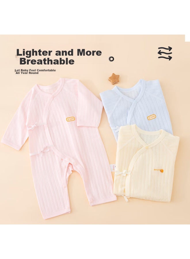Babyprints Babyprints Baby Romper, Full Moon Outfit, Pure Cotton Thin Clothing, All-season Onesie, 2-piece Set, Yellow, Size 66  - Image 3