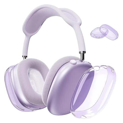 MOLOPPO Transparent Purple Case for AirPods Max 2/1 (2026/2024/2020)(USB-C/Lightning), Soft TPU Protective Cover, Anti-Scratch Colored Skin Accessories, Slim Fit Design - Image 1