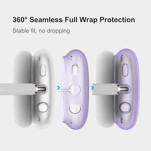 MOLOPPO Transparent Purple Case for AirPods Max 2/1 (2026/2024/2020)(USB-C/Lightning), Soft TPU Protective Cover, Anti-Scratch Colored Skin Accessories, Slim Fit Design - Image 3