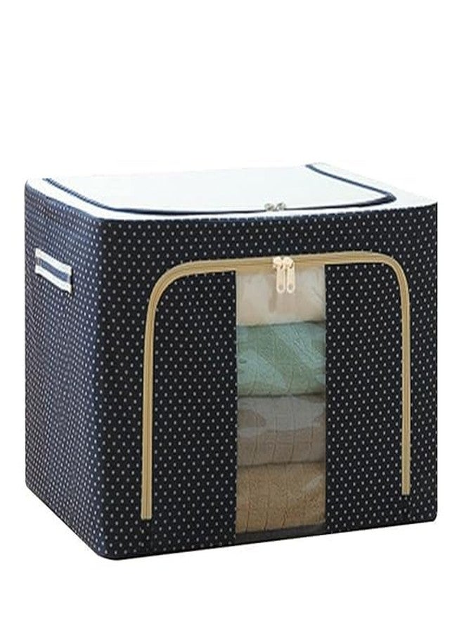 Rish 66 L Foldable Steel Frame Clothes Organizer Bag – Oxford Fabric Zip Storage Box for Sarees, Bed Sheets, Blankets, Wardrobe Shelf Use – Multi colour (Pack of 1) - Image 1