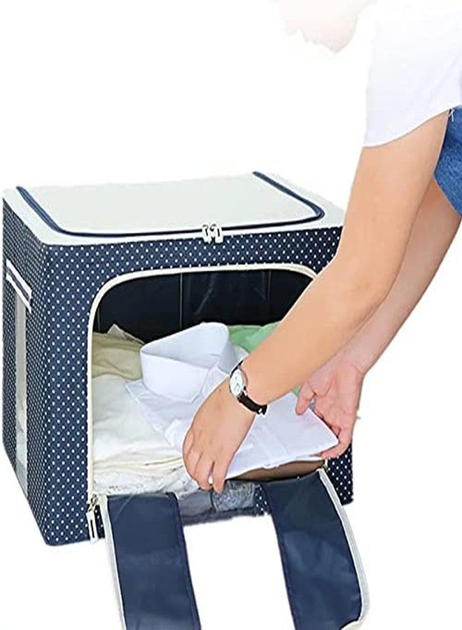 Rish 66 L Foldable Steel Frame Clothes Organizer Bag – Oxford Fabric Zip Storage Box for Sarees, Bed Sheets, Blankets, Wardrobe Shelf Use – Multi colour (Pack of 1) - Image 2