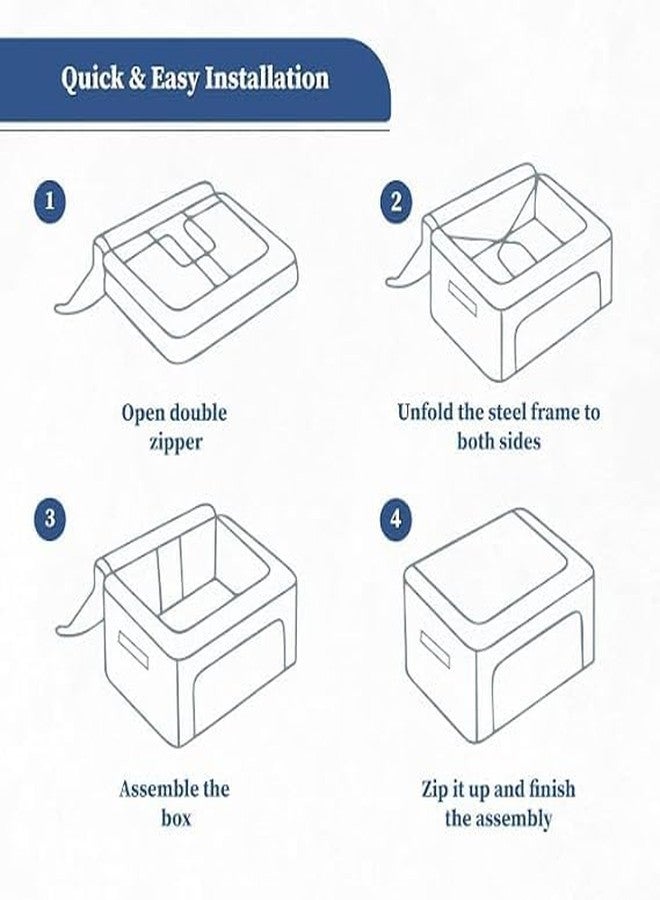 Rish 66 L Foldable Steel Frame Clothes Organizer Bag – Oxford Fabric Zip Storage Box for Sarees, Bed Sheets, Blankets, Wardrobe Shelf Use – Multi colour (Pack of 1) - Image 5