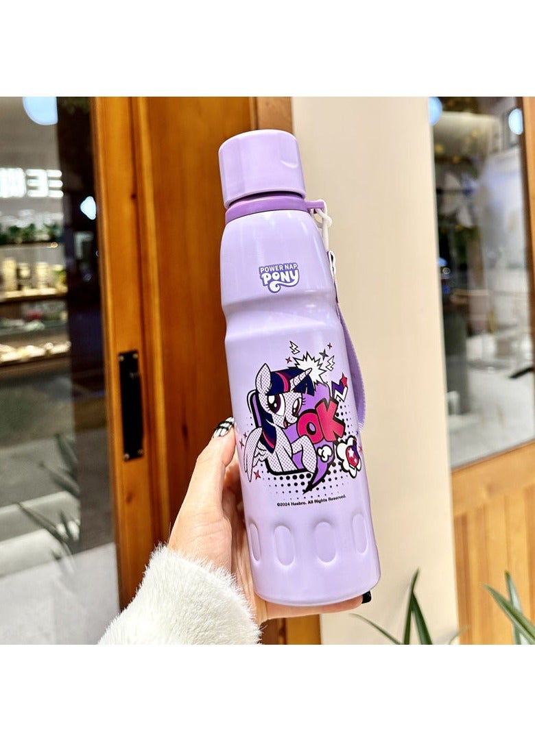 xozgdovg Ultraman children's thermos cup large capacity straw water cup 520ml purple pony Polly