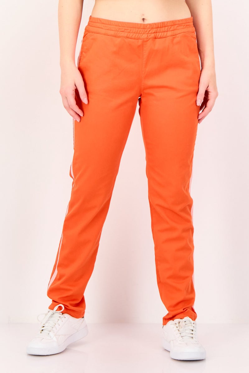 Reiko Women Regular Fit Plain Slim Leg Pants, Orange - Image 1
