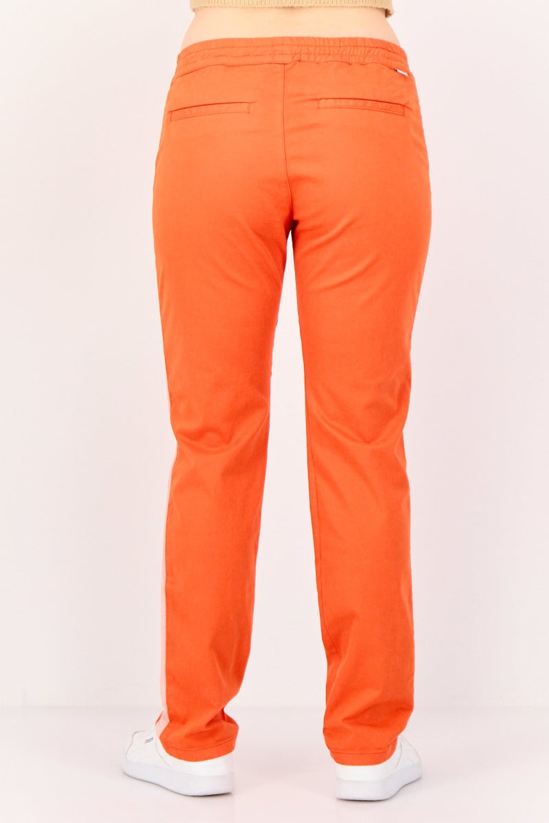 Reiko Women Regular Fit Plain Slim Leg Pants, Orange - Image 4